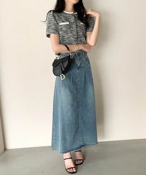 by LEGNA(バイレグナ)の「ツイードクロップド半袖ジャケット(その他アウター・レディース・ブラック/ホワイト・FREE)」の6枚目の写真