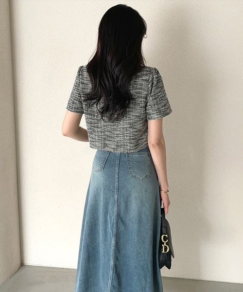 by LEGNA(バイレグナ)の「ツイードクロップド半袖ジャケット(その他アウター・レディース・ブラック/ホワイト・FREE)」の8枚目の写真