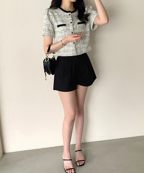 by LEGNA(バイレグナ)の「ツイードクロップド半袖ジャケット(その他アウター・レディース・ブラック/ホワイト・FREE)」の22枚目の写真
