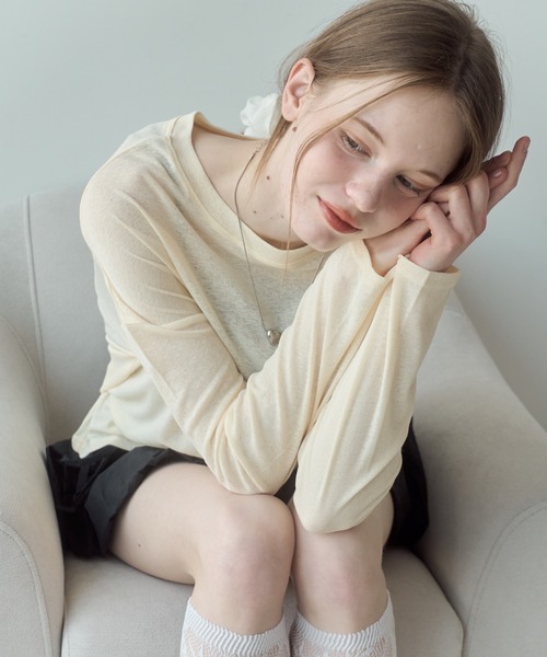 Birthday room(バースデイルーム)の「シアーカラートップス / sheer color tops(Tシャツ/カットソー・レディース・ブラック/ライトブルー/イエロー/ピンク・FREE)」の1枚目の写真