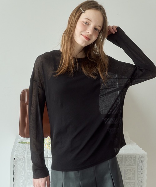 Birthday room(バースデイルーム)の「シアーカラートップス / sheer color tops(Tシャツ/カットソー・レディース・ブラック/ライトブルー/イエロー/ピンク・FREE)」の2枚目の写真