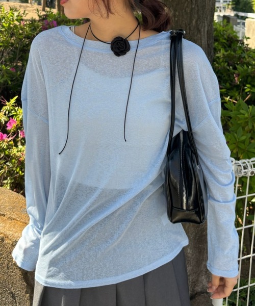 Birthday room(バースデイルーム)の「シアーカラートップス / sheer color tops(Tシャツ/カットソー・レディース・ブラック/ライトブルー/イエロー/ピンク・FREE)」の6枚目の写真