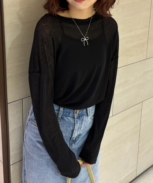 Birthday room(バースデイルーム)の「シアーカラートップス / sheer color tops(Tシャツ/カットソー・レディース・ブラック/ライトブルー/イエロー/ピンク・FREE)」の5枚目の写真