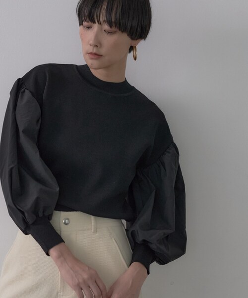 GALLEST（ギャレスト）の「【再入荷】ファブリックフォルムスリーブニット（ニット/セーター・レディース・ベージュ/オフホワイト/ブラック・38/34）」の3枚目の写真