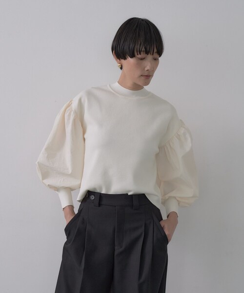 GALLEST（ギャレスト）の「【再入荷】ファブリックフォルムスリーブニット（ニット/セーター・レディース・ベージュ/オフホワイト/ブラック・38/34）」の14枚目の写真