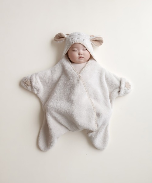 mocmof（モクモフ）の「アニマル ベビー おくるみ（おくるみ・キッズ・グリーン系その他5/グレー系その他/アイボリー/ピンク系その他/ベージュ・S size/M size）」の2枚目の写真