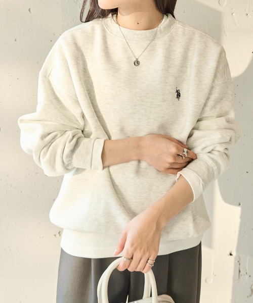 U.S. POLO ASSN.(ユーエスポロアッスン)の「【U.S. POLO ASSN.】Classical Logo クラシカルワンポイントロゴ 裏起毛スウェットトレーナー(スウェット・レディース・ピンク/ブラック/ワイン/グリーン/ベージュ/オートミール/ネイビー・M/S)」の4枚目の写真