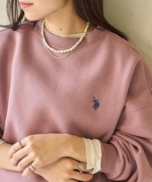 U.S. POLO ASSN.(ユーエスポロアッスン)の「【U.S. POLO ASSN.】Classical Logo クラシカルワンポイントロゴ 裏起毛スウェットトレーナー(スウェット・レディース・ピンク/ブラック/ワイン/グリーン/ベージュ/オートミール/ネイビー・M/S)」の6枚目の写真