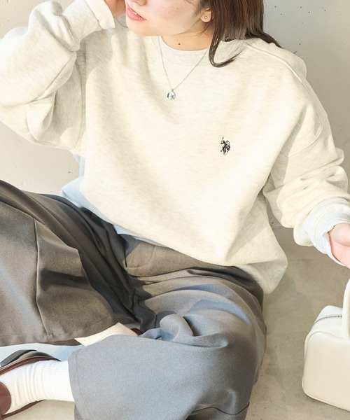 U.S. POLO ASSN.(ユーエスポロアッスン)の「【U.S. POLO ASSN.】Classical Logo クラシカルワンポイントロゴ 裏起毛スウェットトレーナー(スウェット・レディース・ピンク/ブラック/ワイン/グリーン/ベージュ/オートミール/ネイビー・M/S)」の9枚目の写真