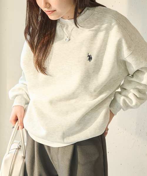 U.S. POLO ASSN.(ユーエスポロアッスン)の「【U.S. POLO ASSN.】Classical Logo クラシカルワンポイントロゴ 裏起毛スウェットトレーナー(スウェット・レディース・ピンク/ブラック/ワイン/グリーン/ベージュ/オートミール/ネイビー・M/S)」の12枚目の写真