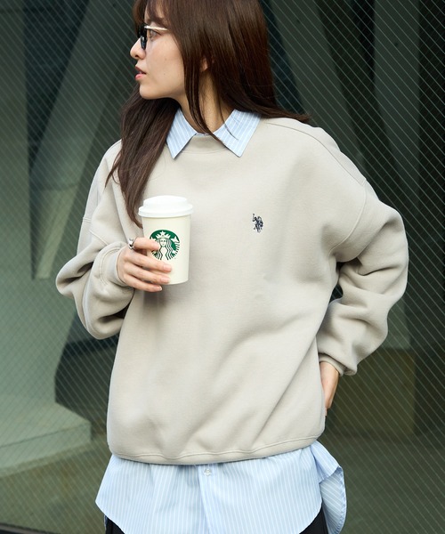 U.S. POLO ASSN.(ユーエスポロアッスン)の「【U.S. POLO ASSN.】Classical Logo クラシカルワンポイントロゴ 裏起毛スウェットトレーナー(スウェット・レディース・ピンク/ブラック/ワイン/グリーン/ベージュ/オートミール/ネイビー・M/S)」の18枚目の写真