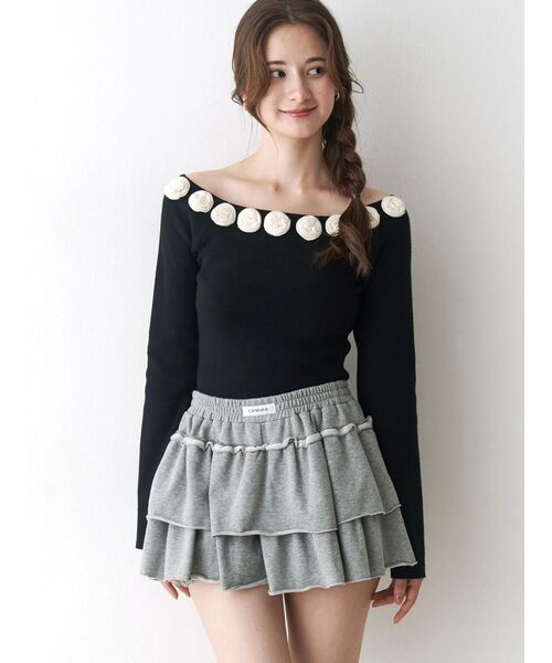 CALNAMUR（カルナムール）の「ラベルデザインスカパン（その他パンツ・レディース・ピンク/グレー/ブラック・FREE）」の7枚目の写真