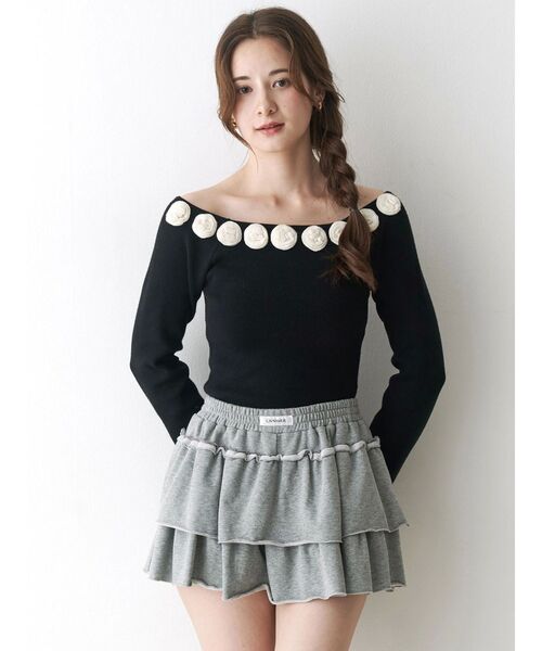 CALNAMUR（カルナムール）の「ラベルデザインスカパン（その他パンツ・レディース・ピンク/グレー/ブラック・FREE）」の8枚目の写真