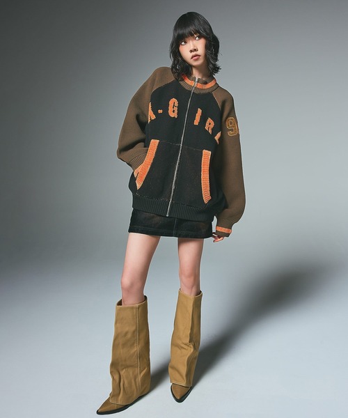 X-girl（エックスガール）の「FLOCKED DENIM MINI SKIRT（デニムスカート・レディース・ブラック/インディゴブルー・S/M）」の9枚目の写真