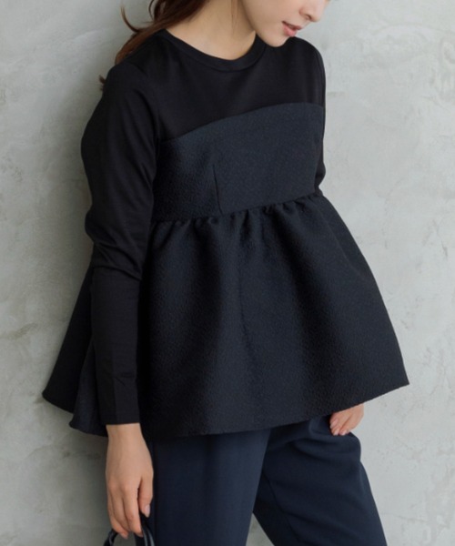 Sono(ソーノ)の「ご自宅でお洗濯可能/UVカット/日本製【SONO/ソーノ】ビスチェライクロングTEE(Tシャツ/カットソー・レディース・ネイビー/ブラック・F)」の10枚目の写真