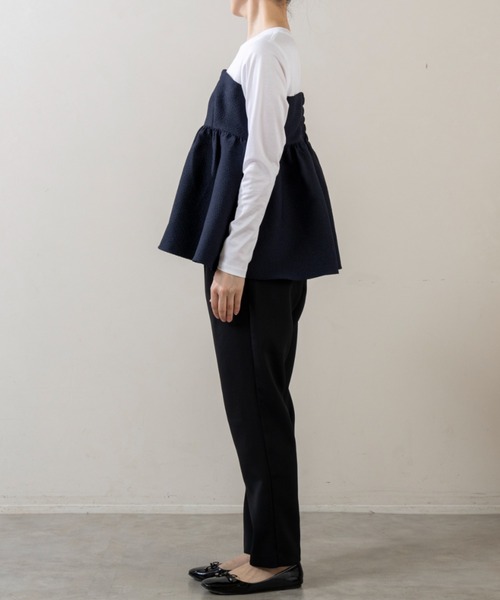 Sono(ソーノ)の「ご自宅でお洗濯可能/UVカット/日本製【SONO/ソーノ】ビスチェライクロングTEE(Tシャツ/カットソー・レディース・ネイビー/ブラック・F)」の15枚目の写真