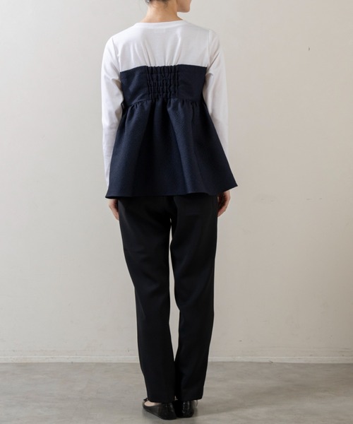 Sono(ソーノ)の「ご自宅でお洗濯可能/UVカット/日本製【SONO/ソーノ】ビスチェライクロングTEE(Tシャツ/カットソー・レディース・ネイビー/ブラック・F)」の16枚目の写真