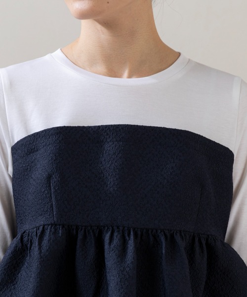 Sono(ソーノ)の「ご自宅でお洗濯可能/UVカット/日本製【SONO/ソーノ】ビスチェライクロングTEE(Tシャツ/カットソー・レディース・ネイビー/ブラック・F)」の17枚目の写真