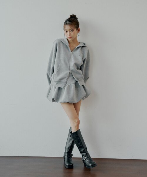 ボリュームパーカー セットアップ対応】Wジップボリュームスリーブフードパーカー