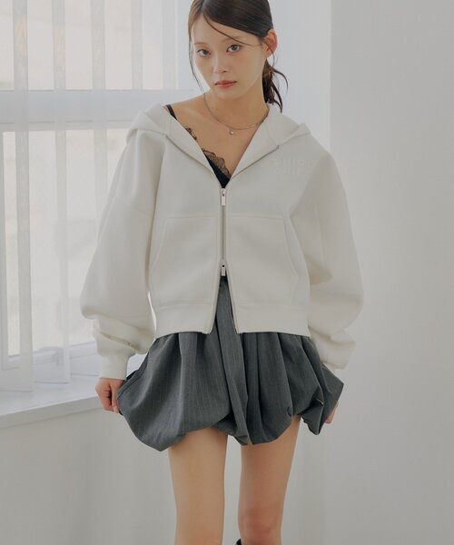 セットアップ対応】Wジップボリュームスリーブフードパーカー
