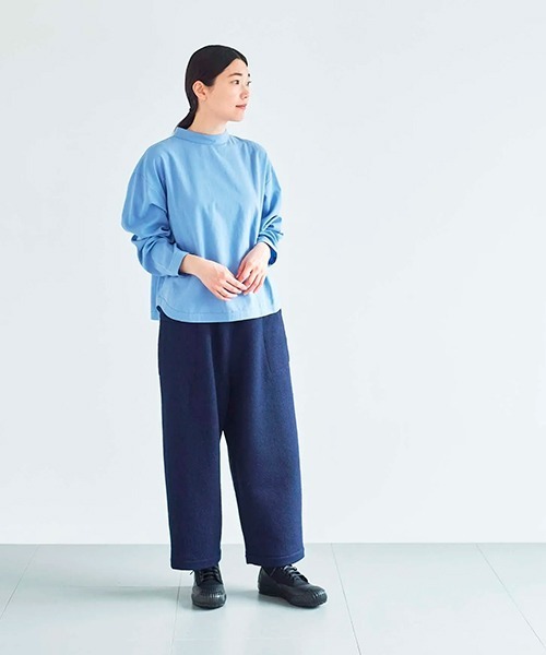ata(アタ)の「ata blouse 2. / 綿テンセル スタンドカラーブラウス(シャツ/ブラウス・レディース・ブラック/サックスブルー・MEDIUM)」の1枚目の写真