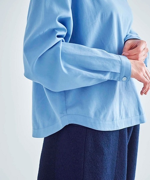 ata(アタ)の「ata blouse 2. / 綿テンセル スタンドカラーブラウス(シャツ/ブラウス・レディース・ブラック/サックスブルー・MEDIUM)」の4枚目の写真