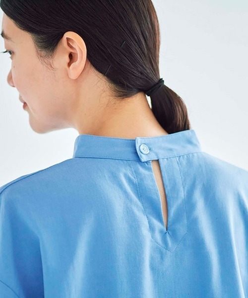 ata(アタ)の「ata blouse 2. / 綿テンセル スタンドカラーブラウス(シャツ/ブラウス・レディース・ブラック/サックスブルー・MEDIUM)」の5枚目の写真