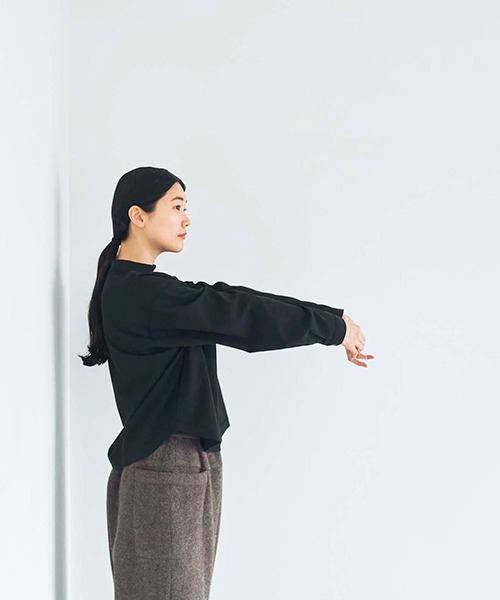 ata(アタ)の「ata blouse 2. / 綿テンセル スタンドカラーブラウス(シャツ/ブラウス・レディース・ブラック/サックスブルー・MEDIUM)」の14枚目の写真
