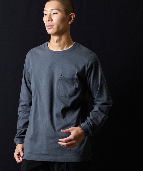 BASIC HEM PRINTED POCKET L/S T-SHIRT / ベーシック ワンポイント