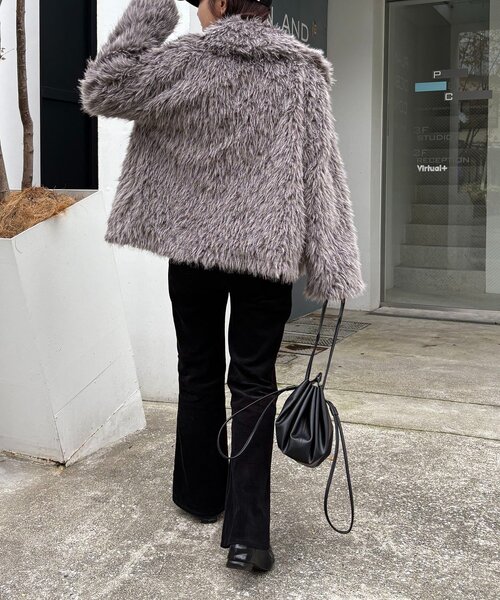 カプリシュレマージュ MIXファースタンドカラーコート セール】【サイズ展開あり/軽量】MIXファースタンドカラーコート