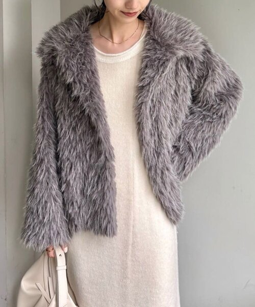 カプリシュレマージュ MIXファースタンドカラーコート CAPRICIEUX LE'MAGE（カプリシューレマージュ） コート アウター