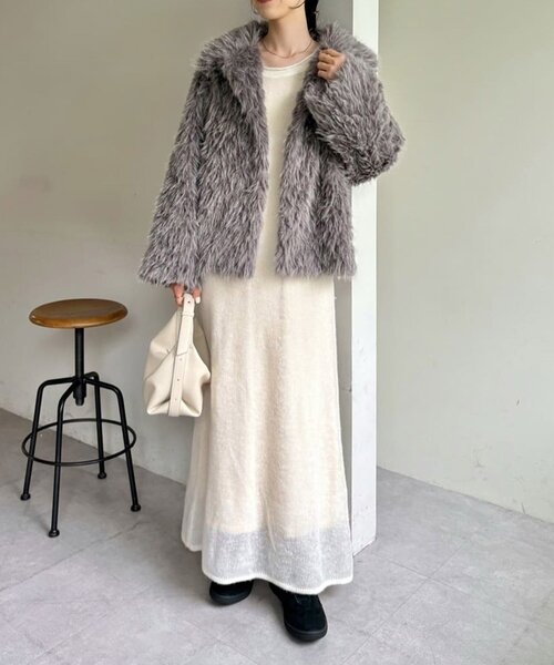 セール】【サイズ展開あり/軽量】MIXファースタンドカラーコート