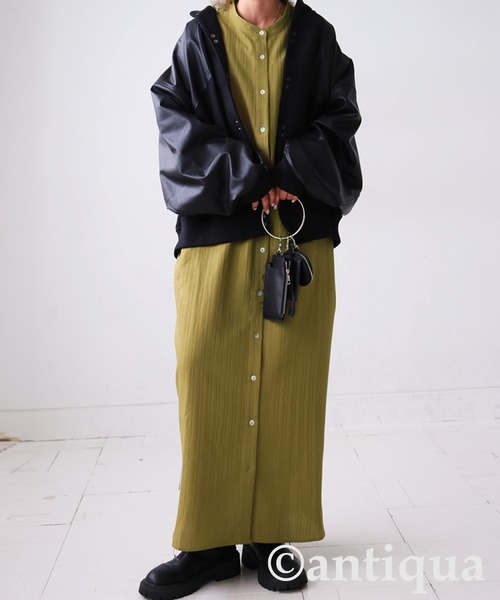 antiqua(アンティカ)の「シャツワンピース(シャツワンピース・レディース・ブラック/カーキ・P/R)」の11枚目の写真