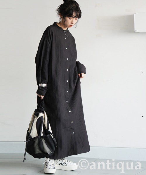 antiqua(アンティカ)の「シャツワンピース(シャツワンピース・レディース・ブラック/カーキ・P/R)」の6枚目の写真