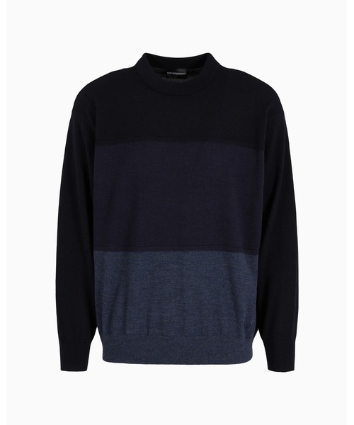 EMPORIO ARMANI（エンポリオアルマーニ）の「【エンポリオ アルマーニ】セーター バージンウール オーバーサイズ カラーブロックストライプ（ニット/セーター・メンズ・ブルー系その他・MEDIUM/SMALL/X-SMALL）」の2枚目の写真