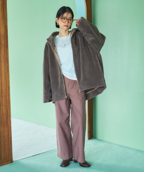 Doux archives（ドゥアルシーヴ）の「オーバーボアフーディブルゾン（ブルゾン・レディース・チャコールグレー/モカ/アイボリー・38）」の5枚目の写真