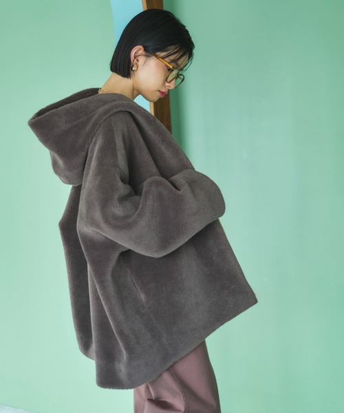 Doux archives（ドゥアルシーヴ）の「オーバーボアフーディブルゾン（ブルゾン・レディース・チャコールグレー/モカ/アイボリー・38）」の20枚目の写真