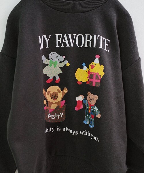 aBity select（アビティセレクト）の「【aBity select./アビティセレクト】MY FAVORITEアソートモチーフ裏毛トレーナー（スウェット・キッズ・ブラック/アイボリー/ライトグレー・90/110/100/120/130）」の5枚目の写真