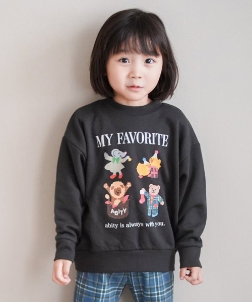 aBity select（アビティセレクト）の「【aBity select./アビティセレクト】MY FAVORITEアソートモチーフ裏毛トレーナー（スウェット・キッズ・ブラック/アイボリー/ライトグレー・90/110/100/120/130）」の2枚目の写真