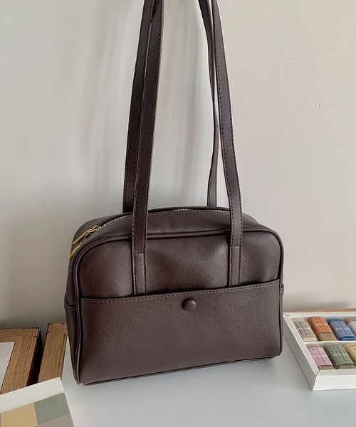 LAC-VERT(ラック・ヴェール)の「フェイクレザーボストンハンドバッグ(ハンドバッグ・レディース・ブラウン/ブラック・FREE)」の16枚目の写真