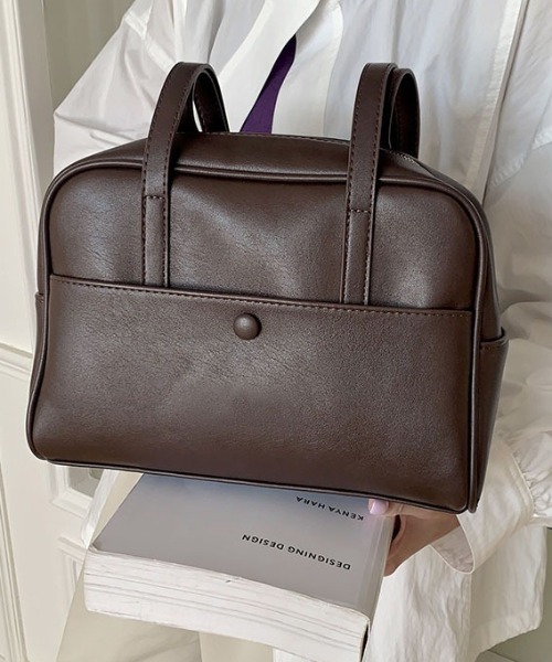 LAC-VERT(ラック・ヴェール)の「フェイクレザーボストンハンドバッグ(ハンドバッグ・レディース・ブラウン/ブラック・FREE)」の14枚目の写真