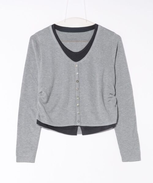 Lace Ladies(レースレディース)の「Vネック 配色 レイヤード風 ニット プルオーバー(ニット/セーター・レディース・ブラック/ダークグレー/ライトグレー/ブラウン・FREE)」の7枚目の写真