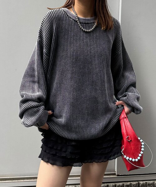 CIAOPANIC(チャオパニック)の「ストーンウォッシュニットプルオーバー(パーカー・レディース・ピンク/ブラック/ブラウン・FREE)」の2枚目の写真