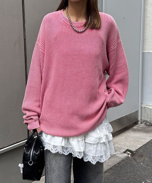 CIAOPANIC(チャオパニック)の「ストーンウォッシュニットプルオーバー(パーカー・レディース・ピンク/ブラック/ブラウン・FREE)」の6枚目の写真