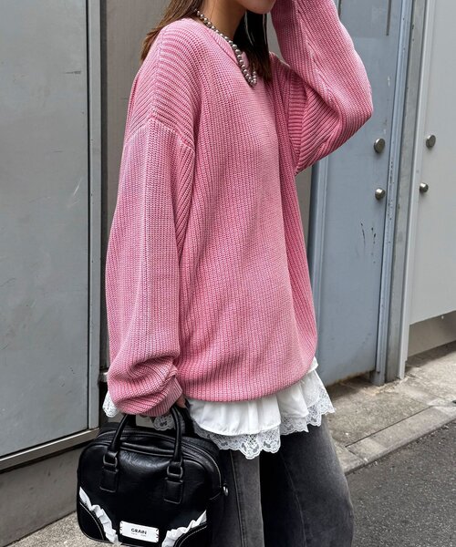 CIAOPANIC(チャオパニック)の「ストーンウォッシュニットプルオーバー(パーカー・レディース・ピンク/ブラック/ブラウン・FREE)」の10枚目の写真