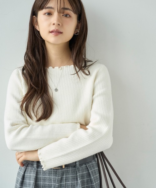 mil(ミル)の「裏ファー メロウニットトップス【585110】(ニット/セーター・レディース・オフホワイト/ブラック/モカ・S/XS)」の8枚目の写真