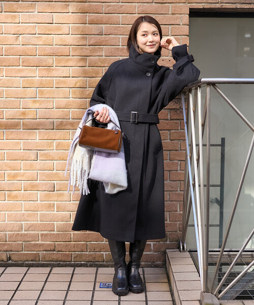 FREAK'S STORE ウーリー ハイネック ロングコート ブラック セール】ウーリー ハイネックロングコート（その他アウター