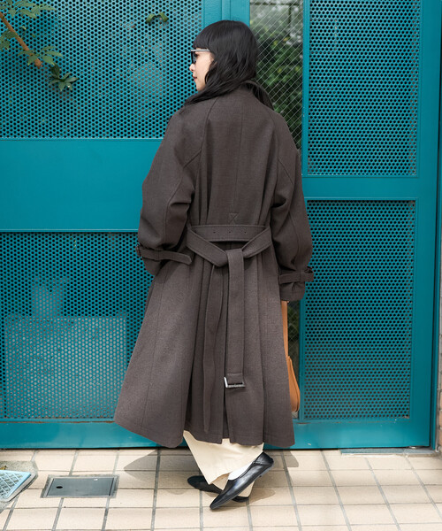 FREAK'S STORE(フリークスストア)の「ウーリー ハイネックロングコート(ステンカラーコート・レディース・ネイビー/ブラック/ブラウン・フリ-)」の9枚目の写真