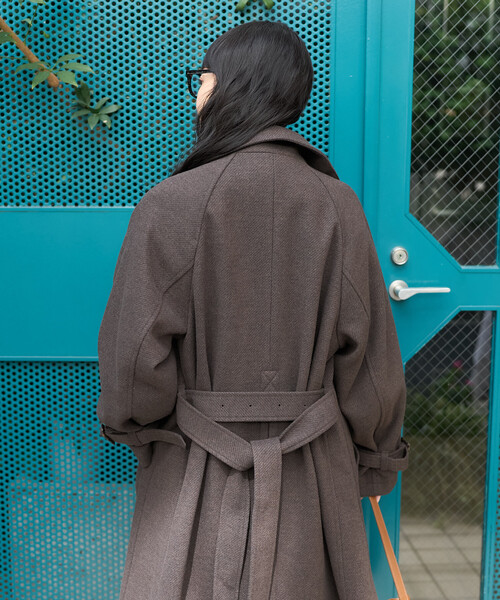 FREAK'S STORE(フリークスストア)の「ウーリー ハイネックロングコート(ステンカラーコート・レディース・ネイビー/ブラック/ブラウン・フリ-)」の13枚目の写真
