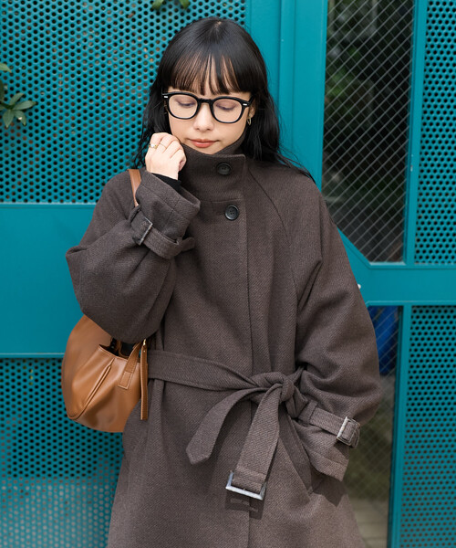 FREAK'S STORE(フリークスストア)の「ウーリー ハイネックロングコート(ステンカラーコート・レディース・ネイビー/ブラック/ブラウン・フリ-)」の22枚目の写真